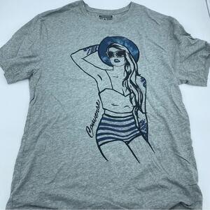Converse Top Women's Small  Pin Up Girl Graphic Gray Whimsical
